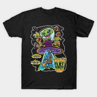 Alien Burger Cow Abduction T-Shirt